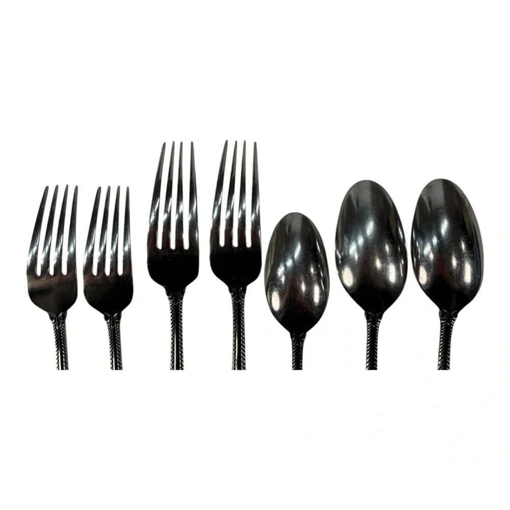 7 - Lenox Tudor Bead Augusta Forks Spoons 18/10 Stainless Steel Flatware